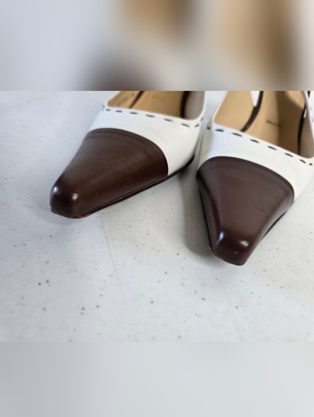 St. John Two-Tone High Heel Pumps Size 10 Vintage Slingbacks Made in Italy Rare - Picture 6 of 14